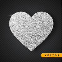 Vector de plata brilla corazón. Día de San Valentín Vector destellos y brillos. Diseño de vacaciones.