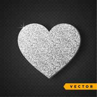 Vector de plata brilla corazón. Día de San Valentín Vector destellos y brillos. Diseño de vacaciones.