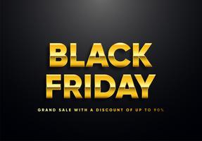 Black Friday gold letters vector illustration