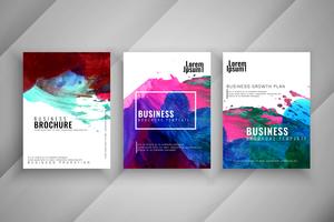 Abstract watercolor business brochure template set vector
