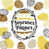 Negro y oro de Pascua o Joyeuses Pâques tipografía vector