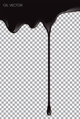 Realistic Black Oil isolated on transparent background. Vector illustration.