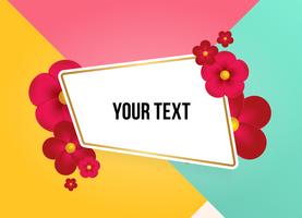 Text box with beautiful colorful flowers. Vector Illustration