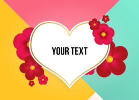 Text box with beautiful colorful flowers. Vector Illustration