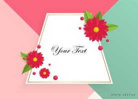 Text box with beautiful colorful flowers. Vector Illustration