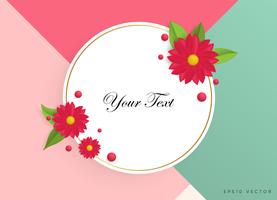 Text box with beautiful colorful flowers. Vector Illustration