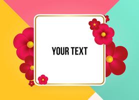 Text box with beautiful colorful flowers. Vector Illustration