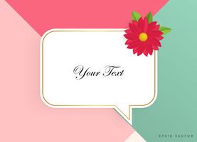 Text box with beautiful colorful flowers. Vector Illustration