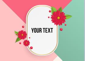 Text box with beautiful colorful flowers. Vector Illustration