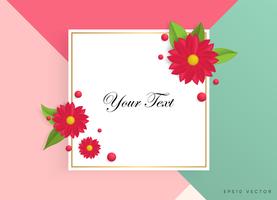 Text box with beautiful colorful flowers. Vector Illustration