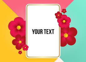 Text box with beautiful colorful flowers. Vector Illustration