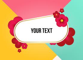 Text box with beautiful colorful flowers. Vector Illustration