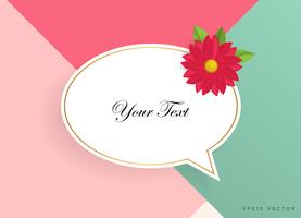 Text box with beautiful colorful flowers. Vector Illustration