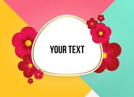 Text box with beautiful colorful flowers. Vector Illustration