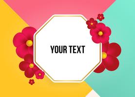 Text box with beautiful colorful flowers. Vector Illustration