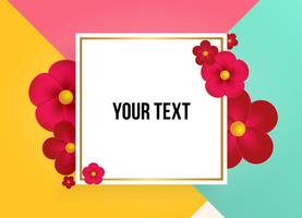 Text box with beautiful colorful flowers. Vector Illustration