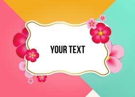 Text box with beautiful colorful flowers. Vector Illustration