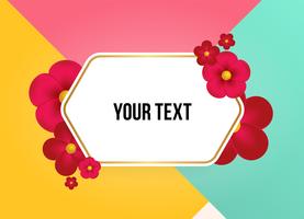 Text box with beautiful colorful flowers. Vector Illustration