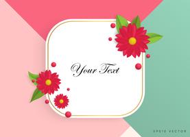 Text box with beautiful colorful flowers. Vector Illustration