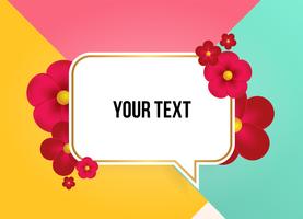 Text box with beautiful colorful flowers. Vector Illustration