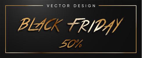 Black Friday gold letters vector illustration