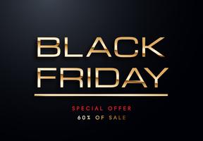 Black Friday gold letters vector illustration