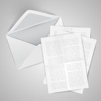 Realistic opened envelope with papers, vector illustration