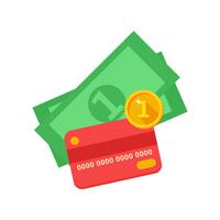 Red bank card and cash vector