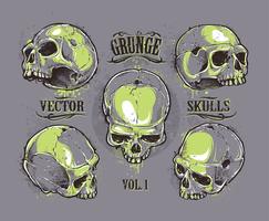 Grunge skulls vector set