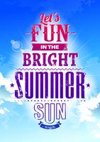 Summer typography on blue sky vector