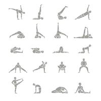 Iconos de posiciones de yoga vector