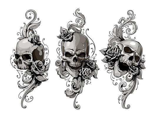 Skulls with floral patterns