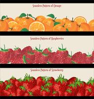 Seamless Pattern of Raspberries Strawberries and Oranges collection vector