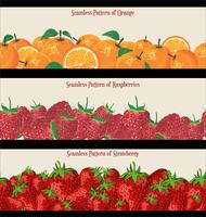 Seamless Pattern of Raspberries Strawberries and Oranges collection vector