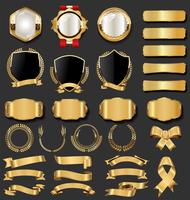 Retro vintage black and gold badges and labels collection vector