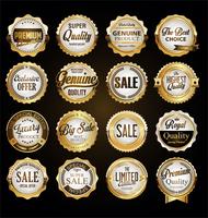 premium quality golden badges and labels vector