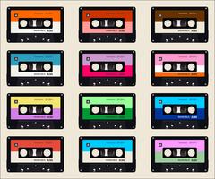 audio cassettes colorful background vector