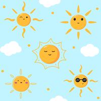 Cute Sun Emoticon Vector
