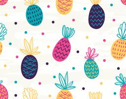 Seamless pineapple pattern with polka dots vector