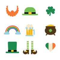 Conjunto de iconos de San Patricio plano vector