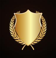 golden shield retro design vector