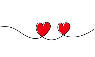 Continuous one line drawing of red heart isolated on white background. Vector illustration