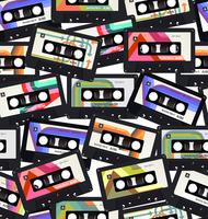 Seamless pattern with old audio cassettes colorful background vector