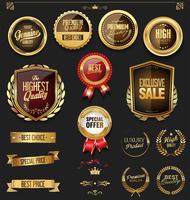 golden badges and labels vector