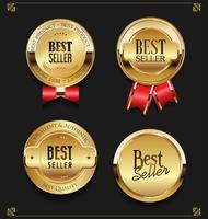 Colección de etiquetas de best seller premium de oro elegante