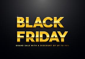 Black Friday gold letters vector illustration