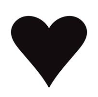 Flat Black Heart Icon Isolated on White Background. Vector illustration.