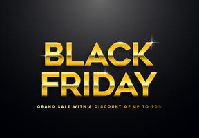 Black Friday gold letters vector illustration