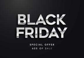 Black Friday silver letters vector illustration