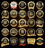 Retro vintage black and gold badges and labels collection vector